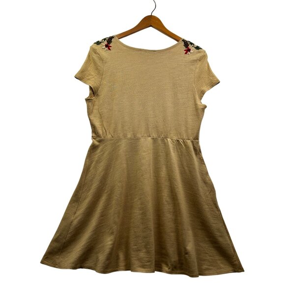 ZARA Knit Beige Cottagecore Romantic Summer Embroidered Wrap Dress Sz SMALL - Picture 3 of 8